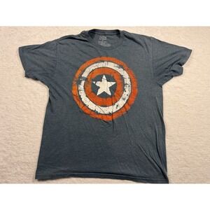 Marvel Men's L Captain America Distressed Logo Soft Blend T-Shirt